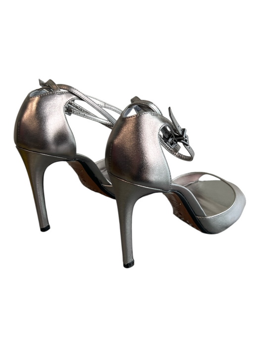 Schutz Shoe Size 8.5 Silver Leather open toe Ankle Strap High Heel Shoes Silver / 8.5
