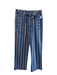 Free People Size M Blue Cotton Stripe Straight Leg Elastic Waist Pockets Pants Blue / M
