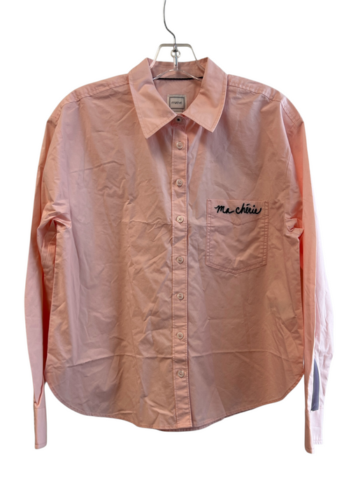 Maeve Size XS Pink Cotton Collar Embroidered Long Sleeve Button Down Top Pink / XS