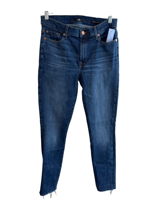 7 For All Mankind Size 30 Medium & Dark Wash Cotton Skinny Zip Fly Raw Hem Jeans Medium & Dark Wash / 30
