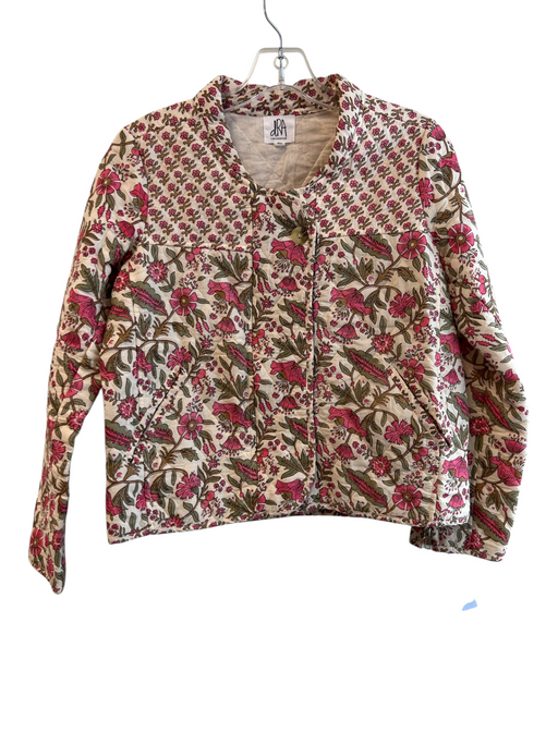 LRA Size XS Beige Cotton Zip Up Quilted Floral Zip Wrist Jacket Beige / XS