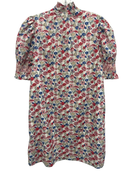 Hyacinth House Size S Pink, Red, Blue Cotton Short Puff Sleeve Buttons Dress Pink, Red, Blue / S