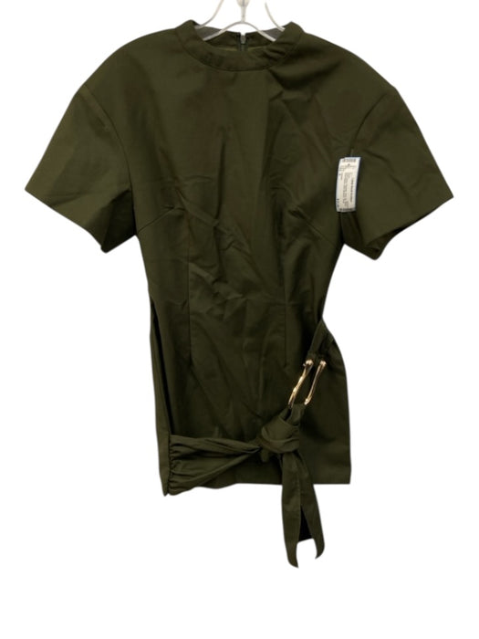 Lioness Size S Army Green Polyester Back Zip Belted Short Sleeve Dress Army Green / S