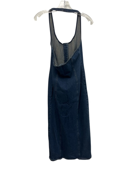 Lioness Size S Dark Wash Cotton Denim Button Down Halter Maxi Dress Dark Wash / S