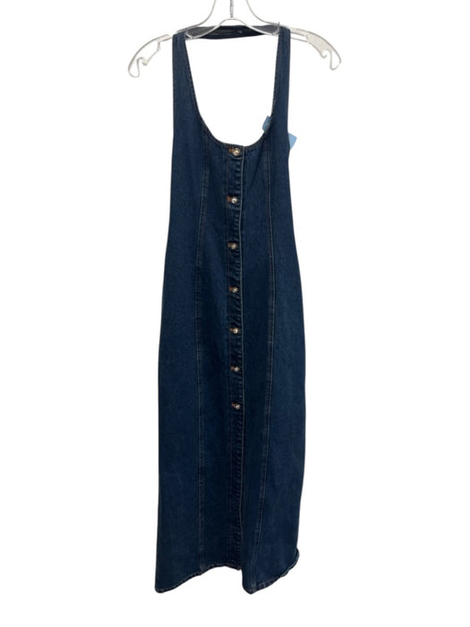 Lioness Size S Dark Wash Cotton Denim Button Down Halter Maxi Dress Dark Wash / S