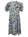 Hill House Size S Blue & Multi Cotton Floral Tie Front Short Sleeve Midi Dress Blue & Multi / S