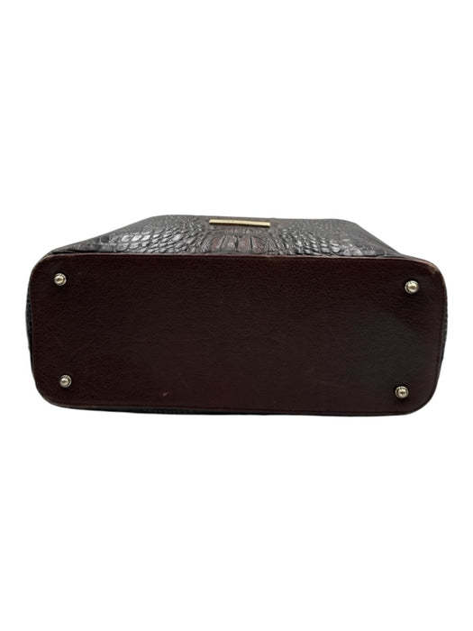 Brahmin Dark Brown Leather Croc Embossed Magnetic Close Removable Strap Bag Dark Brown