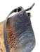 Brahmin Blue & Beige Leather Croc Embossed Zip Top Chain Detail Crossbody Bag Blue & Beige