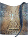 Brahmin Blue & Beige Leather Croc Embossed Zip Top Chain Detail Crossbody Bag Blue & Beige