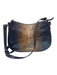 Brahmin Blue & Beige Leather Croc Embossed Zip Top Chain Detail Crossbody Bag Blue & Beige