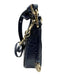 Brahmin Blue & Beige Leather Croc Embossed Zip Top Chain Detail Crossbody Bag Blue & Beige