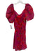 LPA Size M Purple & Multi Polyester Open Short Puff Sleeve Roses Dress Purple & Multi / M