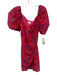 LPA Size M Purple & Multi Polyester Open Short Puff Sleeve Roses Dress Purple & Multi / M