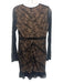 Bardot Size 6/S Black & Beige Nylon Long Sleeve Lace Overlay Below Knee Dress Black & Beige / 6/S