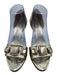 Gucci Shoe Size 37C Gold Leather Jeweled Stilletto Open Toe Pumps Gold / 37C