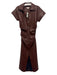 Pilcro Size XXS Brown PU Leather Button Down Ruched Midi Dress Brown / XXS