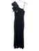 Betsey & Adam Size 4 Black Polyester Blend Scuba One Shoulder Ruffle Detail Gown Black / 4