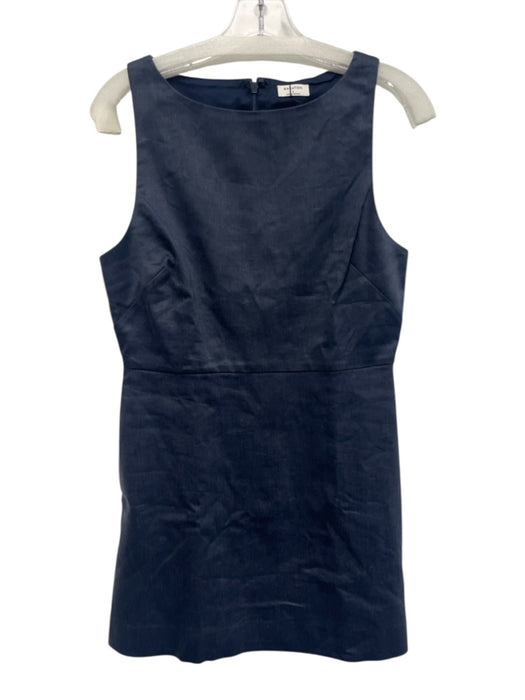 Babaton Size 6 Navy Blue Linen Blend High Neck Sleeveless Shift Dress Navy Blue / 6