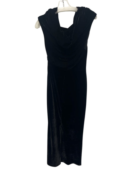 Lovers + Friends Size S Black Polyester Blend Velvet Off Shoulder Draped Dress Black / S