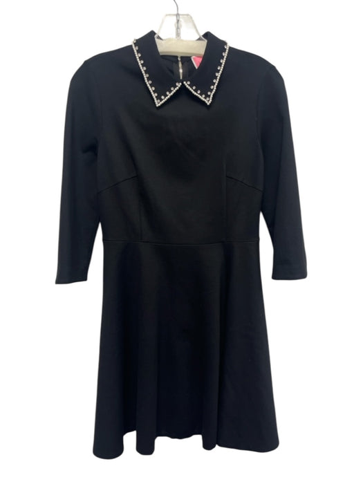 Kate Spade Size S Black Viscose Blend Embellished Collar 3/4 Sleeve Dress Black / S