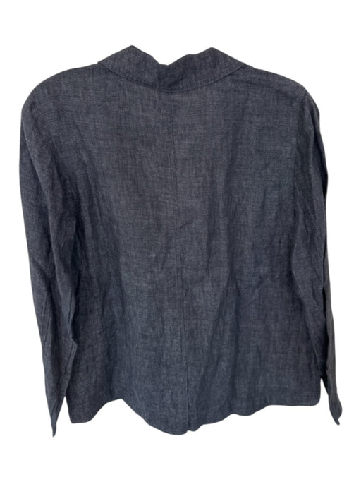Eileen Fisher Size SP Navy Linen Long Sleeve Button Down Jacket Navy / SP