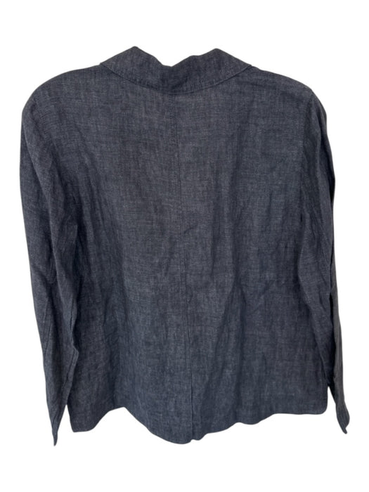 Eileen Fisher Size SP Navy Linen Long Sleeve Button Down Jacket Navy / SP