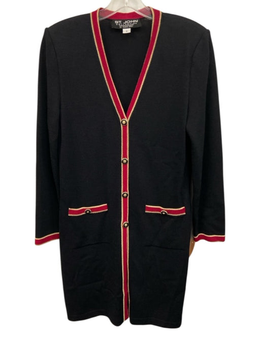 St. John Collection Size 6 Black, Red & Gold No Fabric Tag Knit Cardigan Black, Red & Gold / 6