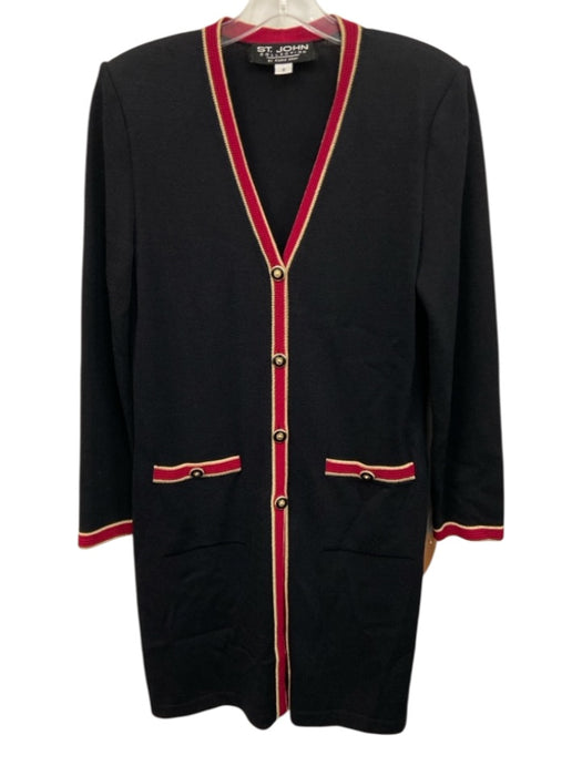 St. John Collection Size 6 Black, Red & Gold No Fabric Tag Knit Cardigan Black, Red & Gold / 6