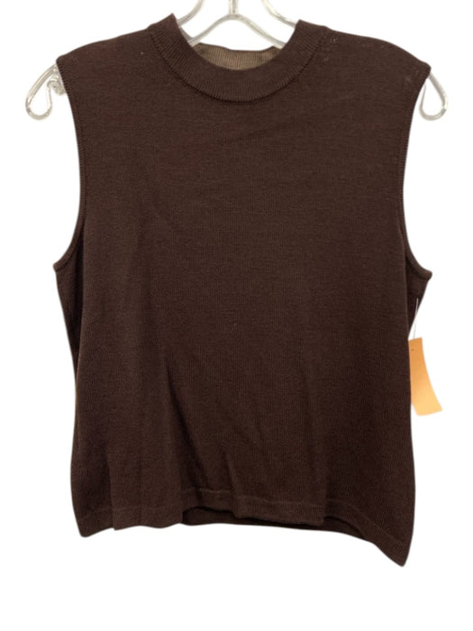 St. John Size P Brown Missing Fabric Tag Knit Sleeveless Mock Neck Top Brown / P
