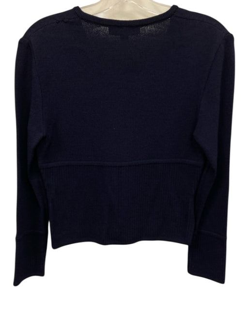 St. John Basics Size P Navy Blue Missing Fabric Tag Knit Ribbed Detail Top Navy Blue / P