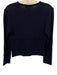 St. John Basics Size P Navy Blue Missing Fabric Tag Knit Ribbed Detail Top Navy Blue / P