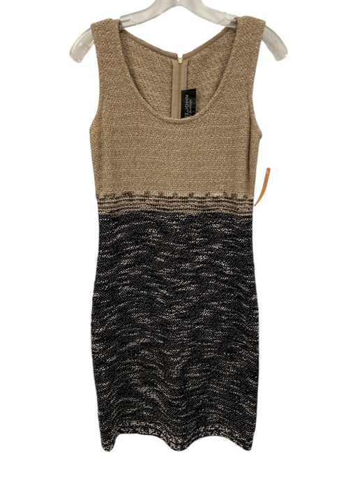 St. John Couture Size 4/6 Beige, Black & White Wool Blend Knit Tweed Dress Set Beige, Black & White / 4/6