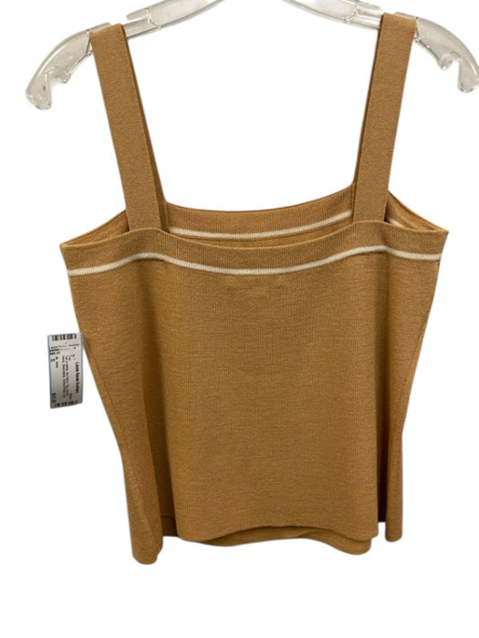 St. John Size S Tan & White No Fabric Tag Square Neck Sleeveless Knit Top Tan & White / S
