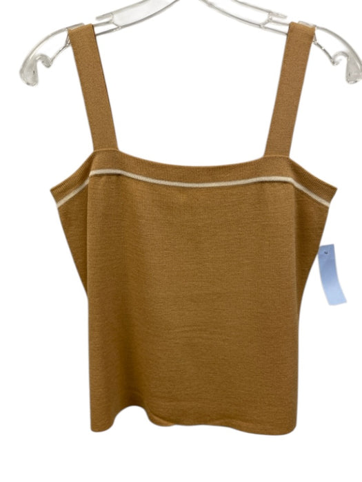 St. John Size S Tan & White No Fabric Tag Square Neck Sleeveless Knit Top Tan & White / S