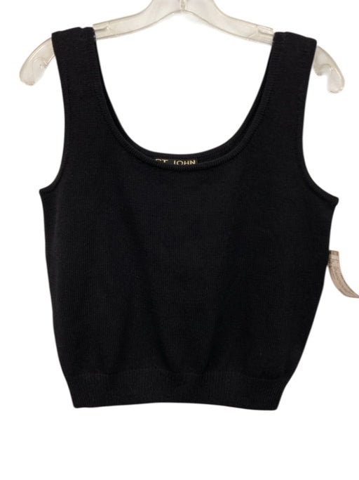 St. John Basics Size S Black Missing Fabric Tag Sleeveless Knit Ribbed Hem Top Black / S