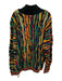 Coogi Size M Black & Multi Mercerized Cotton Knit Abstract Turtleneck Sweater Black & Multi / M