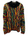 Coogi Size M Black & Multi Mercerized Cotton Knit Abstract Turtleneck Sweater Black & Multi / M