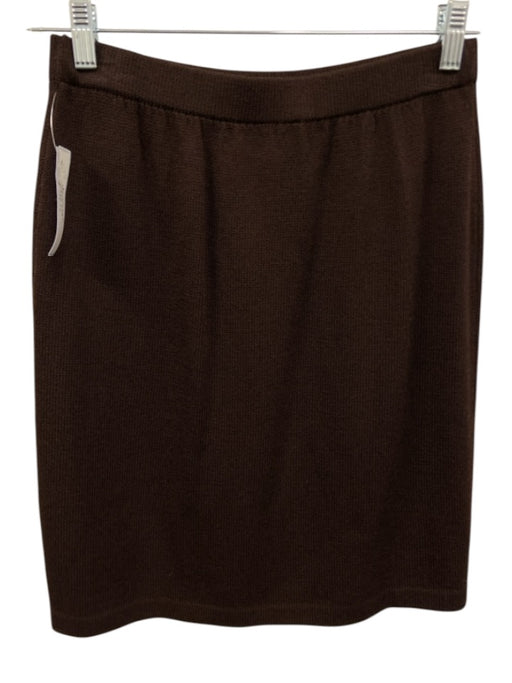St. John Size 6 Chocolate Brown No Fabric Tag V Neck & Toggle Clasps Knit Skirt Chocolate Brown / 6