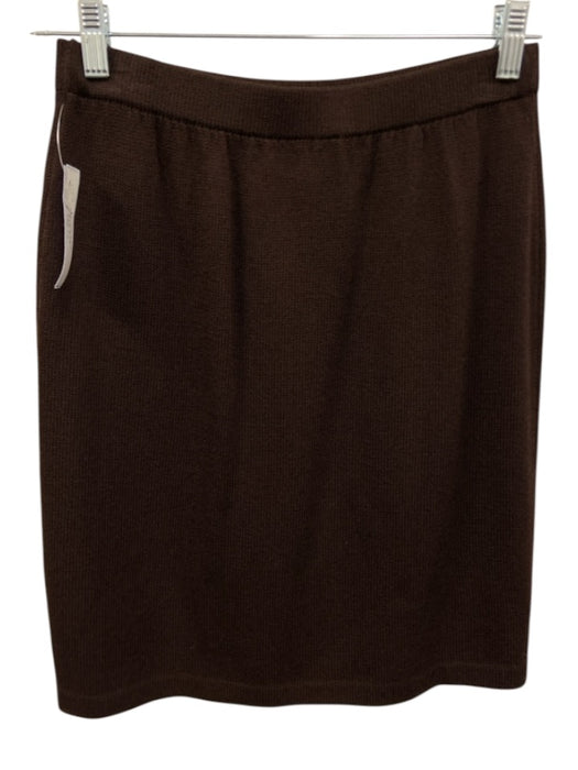 St. John Size 6 Chocolate Brown No Fabric Tag V Neck & Toggle Clasps Knit Skirt Chocolate Brown / 6