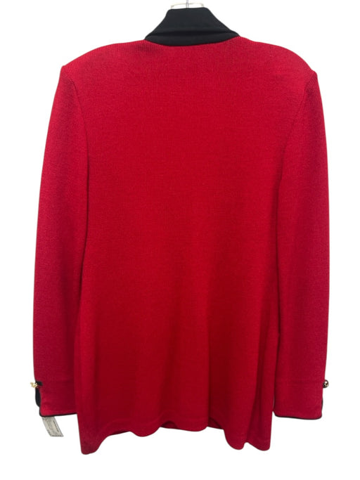 St. John Size 2/6 Red & Black No Fabric Tag Suede Collar Neck Skirt Set Red & Black / 2/6