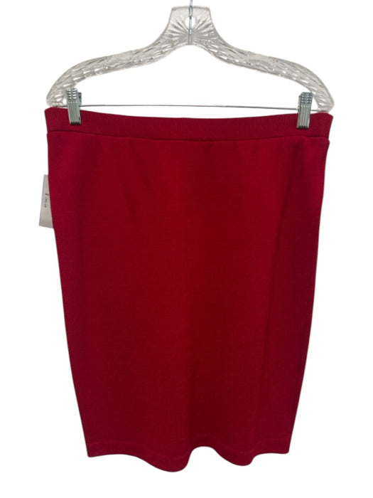St. John Size 2/6 Red & Black No Fabric Tag Suede Collar Neck Skirt Set Red & Black / 2/6