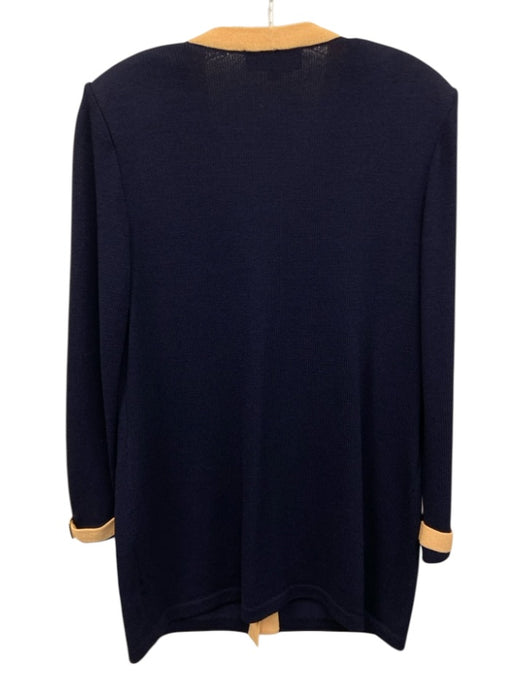 St. John Size 6 Navy Blue & Beige No Fabric Tag V Neck Button Close Cardigan Navy Blue & Beige / 6