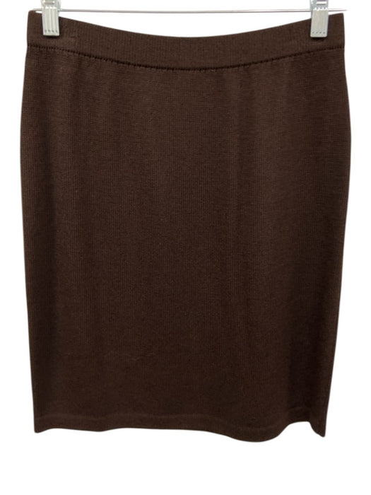 St. John Size 6 Chocolate Brown No Fabric Tag V Neck & Toggle Clasps Skirt Set Chocolate Brown / 6