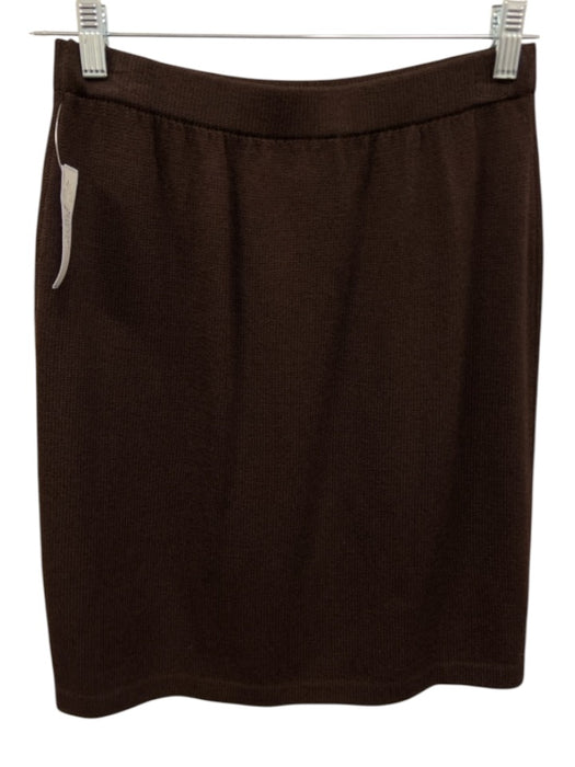 St. John Size 6 Chocolate Brown No Fabric Tag V Neck & Toggle Clasps Skirt Set Chocolate Brown / 6