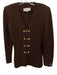 St. John Size 6 Chocolate Brown No Fabric Tag V Neck & Toggle Clasps Skirt Set Chocolate Brown / 6