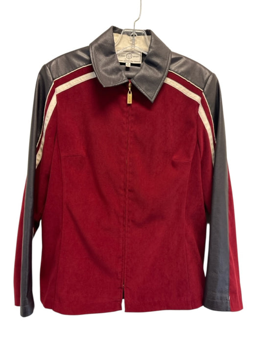 St. John Sport Size S Red, White & Black Polyester Blend Leather Accent Jacket Red, White & Black / S