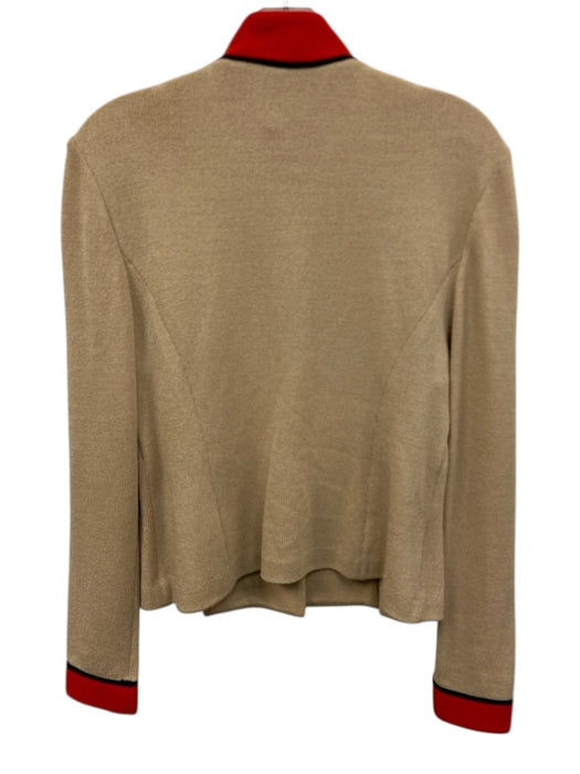 St. John Size 8 Beige, Red, & Black No Fabric Tag Mock Neck Gold button Jacket Beige, Red, & Black / 8