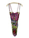 Roberto Cavalli Size 40 Pink, Purple, Green Viscose Spaghetti Strap Boning Dress Pink, Purple, Green / 40