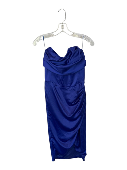 Bardot Size M Purple Polyester Blend Strapless Corset Slit Midi Gown Purple / M