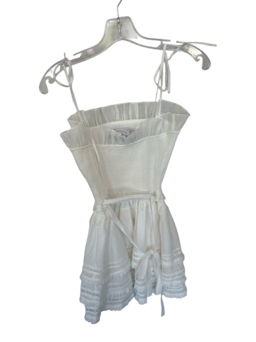 V. Chapman Size 4 White Polyester Smocked Spaghetti Strap Trim Detail Mini Dress White / 4